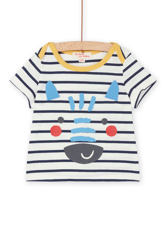 Camiseta azul marino y blanca con estampado de rayas RUJOTI1 / 23SG10Z1TMCC234