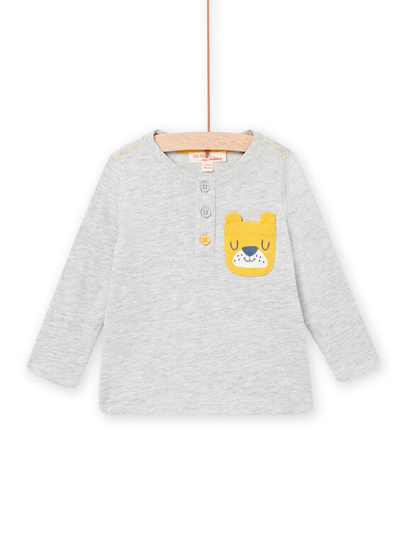 Camiseta lisa gris jaspeado con estampado de perro para bebé niño NUJOTUN4 / 22SG1071TML943