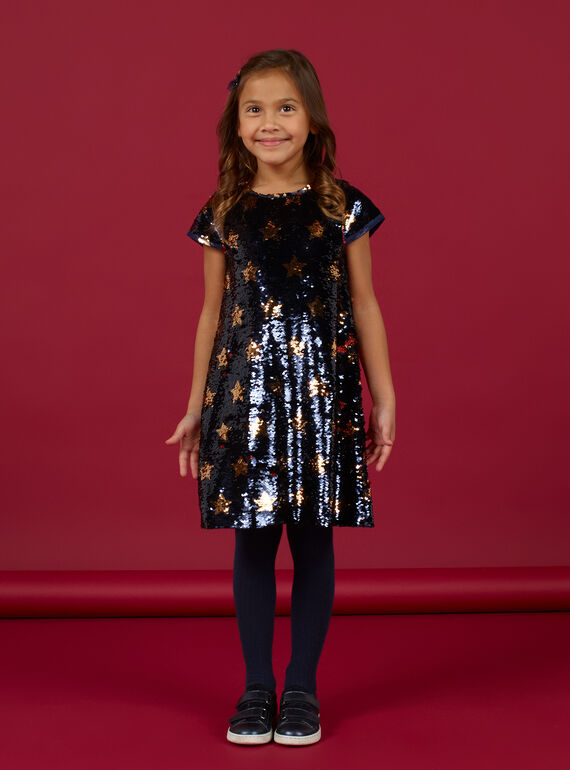 Vestido con estampado de estrellas con lentejuelas reversibles para niña MANOROB3 / 21W901Q3ROB070