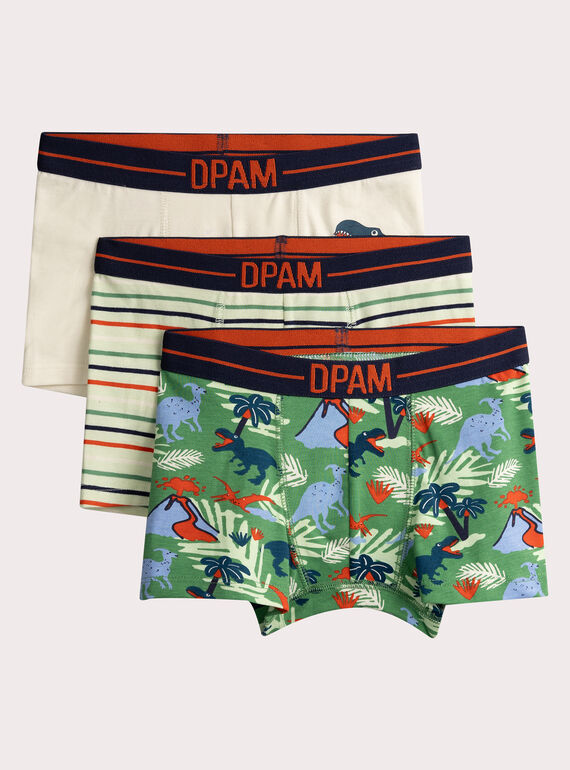 Lote de 3 calzoncillos con estampado de dinosaurio para niño VEGOBOXDIN / 24WH1284BOX602