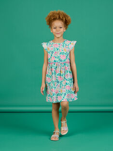 Vestido de color verde almendra con estampado floral para niña NAGAROB1 / 22S901O2ROB611