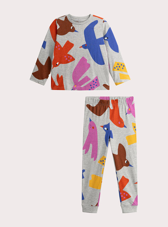 Pijama unisex con motivo de pájaro para niños  VEGOPYJMIX2 / 24WH1261PYJJ922