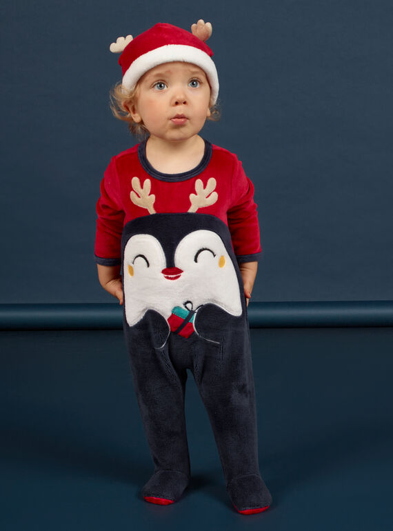 Pelele de dibujo de pingüino y gorro para bebé niño MEGAGRENOPI / 21WH14F1GRE050