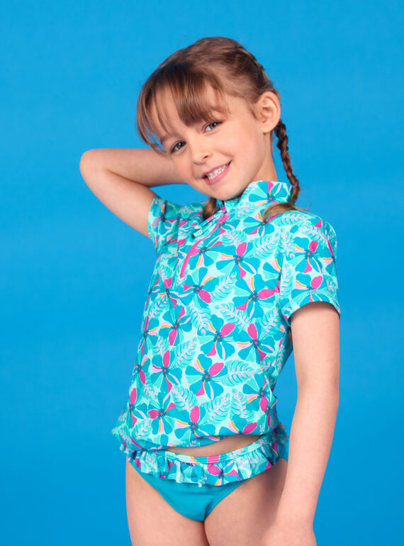 Camiseta con protección solar turquesa, para niña LYAMERLUV / 21SI01D1TUVG621