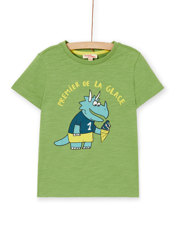 Camiseta verde de algodón para niño LOJOTI6 / 21S90236TMCG626