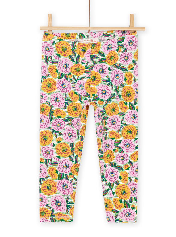 Leggings de color verde y rosa con estampado floral RYAEXOLEG / 23SI01V1CAL001