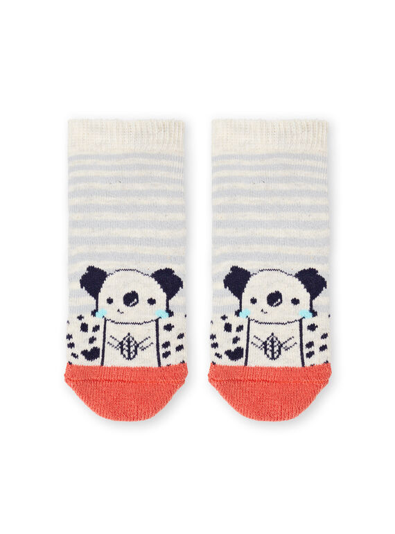 Calcetines de rayas de color beige y rojo para bebé niño LYUPOECHOB2 / 21SI10Y2SOQA011