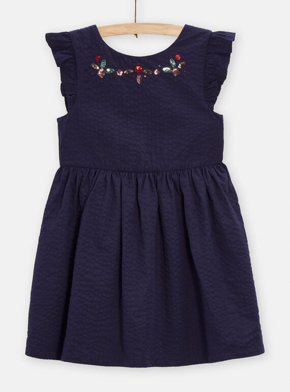 Vestido de color azul oscuro con lentejuelas y espalda descubierta para niña TACLUROB3 / 24S901O2ROBC211