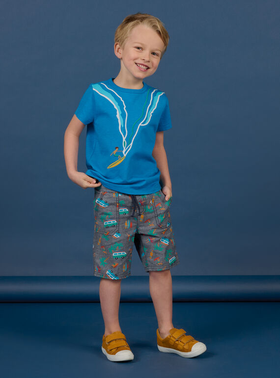 Camiseta de manga corta azul con estampado de surfista para niño NOWATI2 / 22S902V6TMCC221
