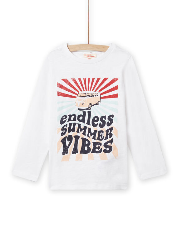 Camiseta blanca con estampado retro para niño NOJOTEE1 / 22S90271TML000
