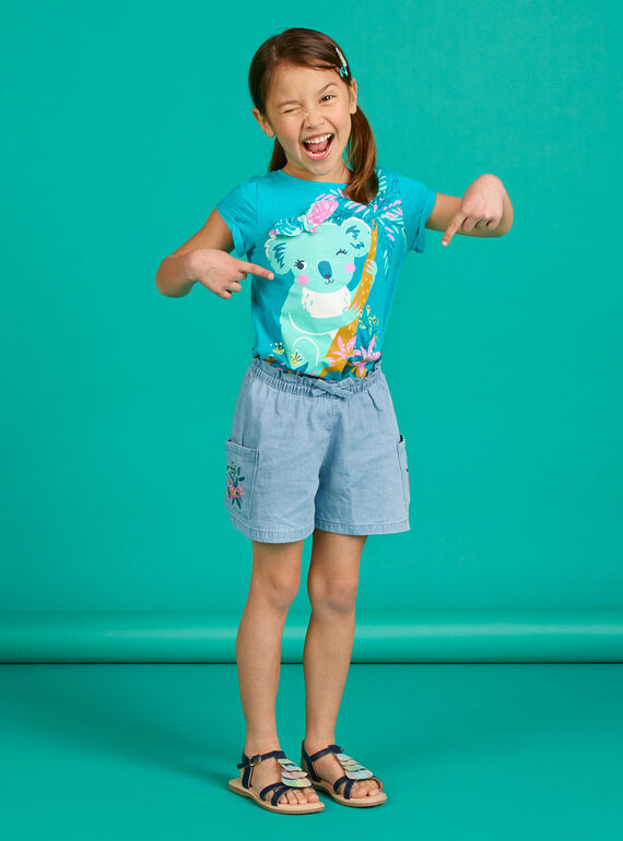 Short vaquero de color azul claro para niña LAVERSHORT1 / 21S901Q1SHOP272