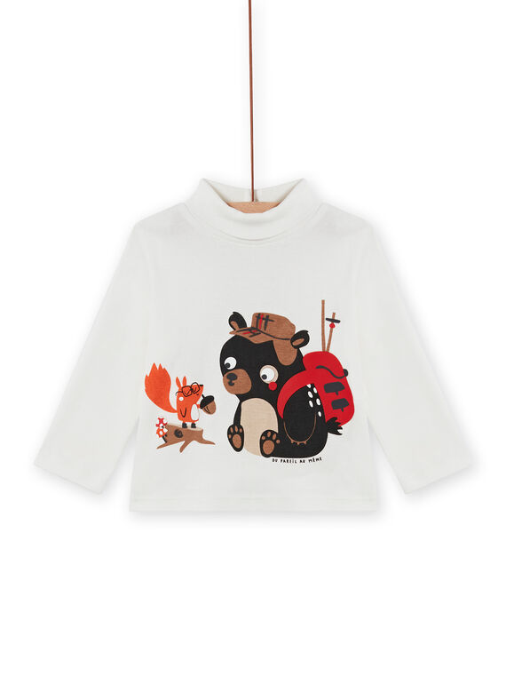 Jersey fino de color crudo con estampado de osito y ardilla para bebé niño MUFUNSOUP / 21WG10M1SPL001