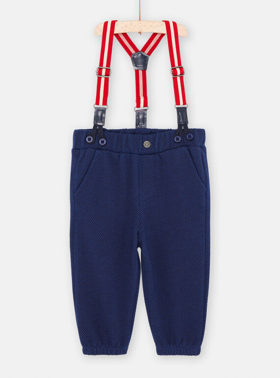 Pantalón de color azul noche con tirantes para bebé niño SUWAYPAN / 23WG10S1PAN705