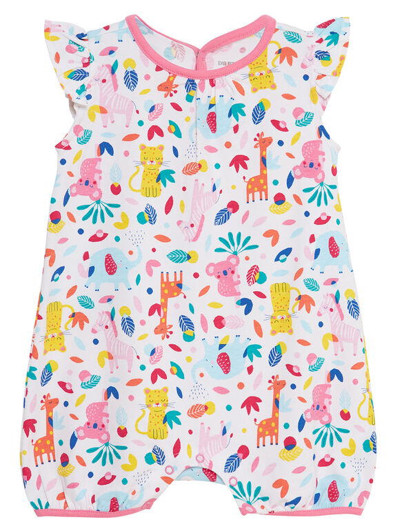 Pelele corto de color blanco con estampado de safari para bebé niña JEFIGREMAUX / 20SH13U2GRE000