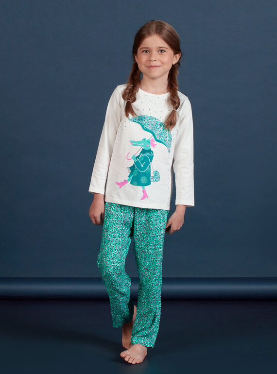 Pijama con estampado de fantasía de cocodrilo para niña MEFAPYJCRO / 21WH1182PYJ001