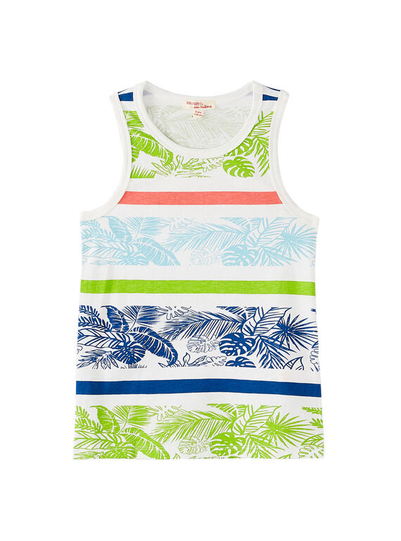 Camiseta de tirantes de color crudo con rayas estampadas para niño JOSAUDEB / 20S902Q1DEB001