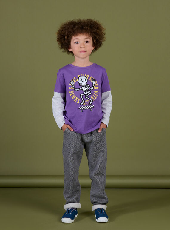Pantalón con vuelta y cintura elástica de color gris POKAJOG / 22W902L1JGB090