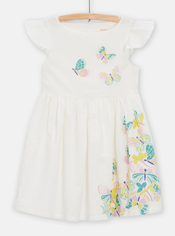 Vestido crudo con dibujo de mariposas para niña TAPOROB4 / 24S901M1ROB001