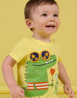 Camiseta de color amarillo pastel con estampado de cocodrilo y rana para bebé niño NUHOTI1 / 22SG10T1TMC103