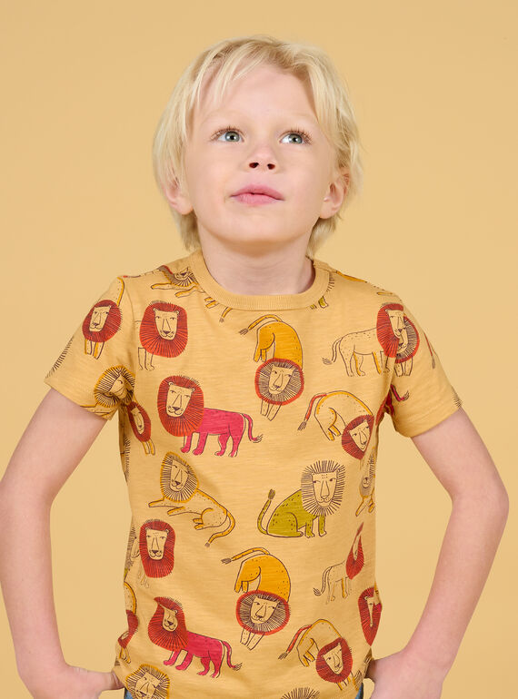 Camiseta marrón con estampado de león para niño NOFLATI3 / 22S902R5TMCI820