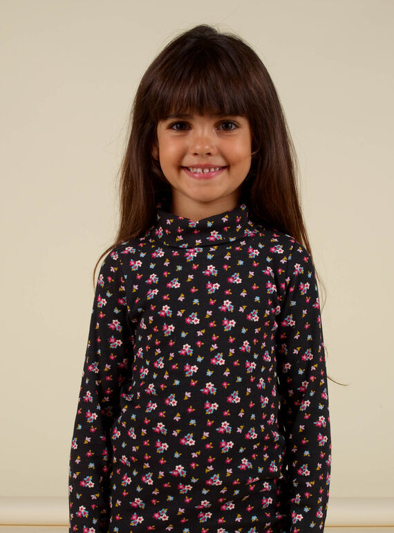 Jersey de punto fino con estampado floral para niña MAHISOUP / 21W901U1SPLJ905
