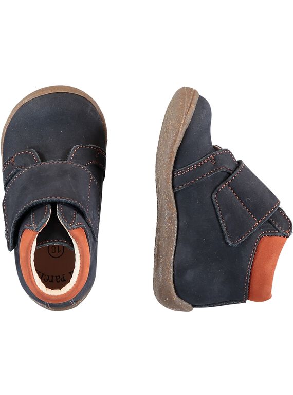 Botines de piel nobuk de color azul marino para bebé niño GBGBOTIHER / 19WK38I4D0F070