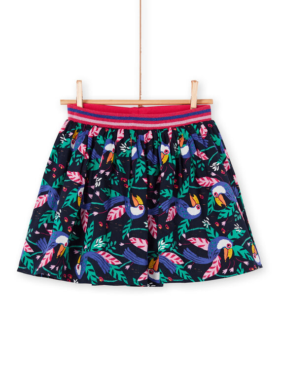 Falda reversible de color azul marino y verde, con estampado de tucán LANAUJUP2 / 21S901P2JUPC205