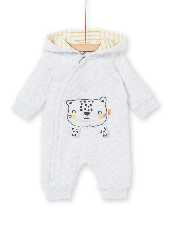Mono de color gris jaspeado con bolsillo con cara de leopardo en 3D, para recién nacido LOU1COM / 21SF05H1CBLJ920