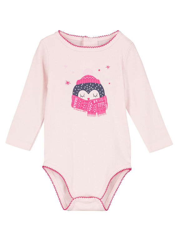 Body de manga larga de color rosa para niña recién nacida GEFIBODPIN / 19WH13N2BDL307