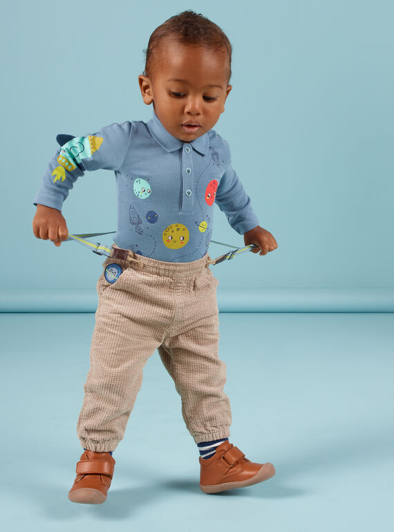 Pantalón de cuadros con tirantes de rayas para bebé niño MUPLAPAN2 / 21WG10O2PAN817