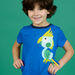 Camiseta de color azul inglés con dibujo de loro para niño