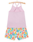 Pijama lila con estampado de gato y frutas para niña NEFAPYJFRU / 22SH11H7PYJH700