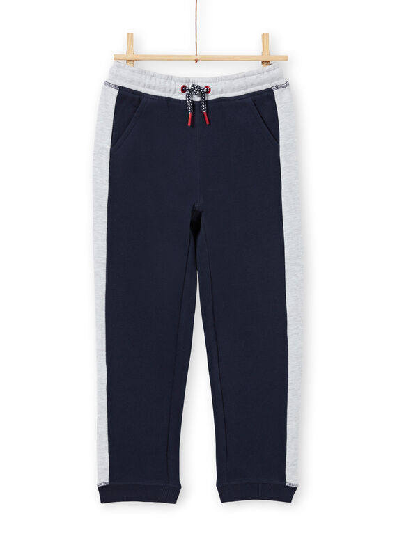 Pantalón de chándal de color azul marino y gris jaspeado para niño MOJOJOB1 / 21W90214JGB705