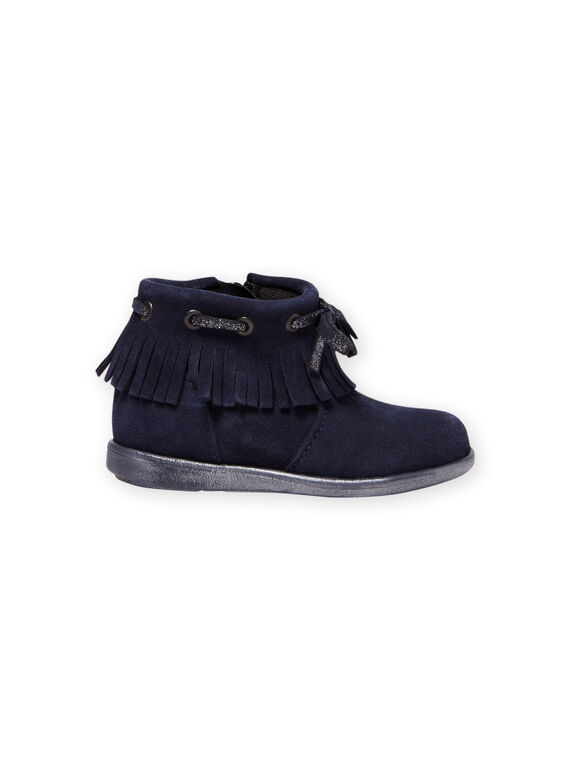 Boots de color azul marino con flecos para bebé niña MIBOOTINDI / 21XK3771D0D070