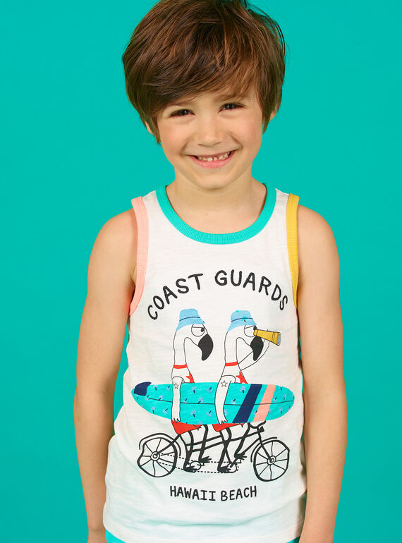 Camiseta de tirantes de color crudo y verde, para niño LOBONDEB / 21S902W1DEB001