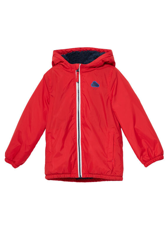 Cazadora impermeable forrada de color rojo para niño JOGROBLOU1 / 20S902I1BLOF505
