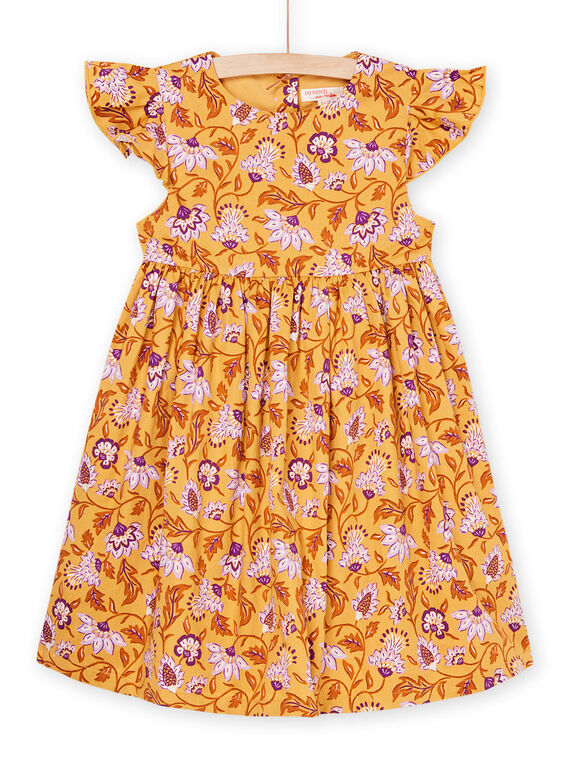 Vestido mostaza de mangas avolantadas RASOROB1 / 23S90122ROBB106