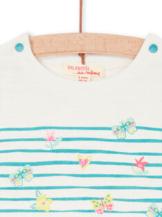 Camiseta de rayas de color blanco y azul, para bebé niña LIVERTI2 / 21SG09Q1TMC001