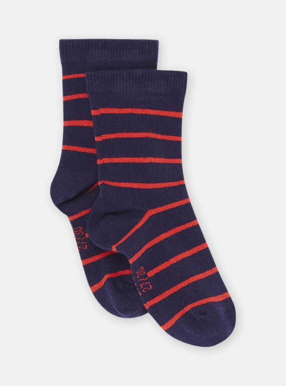 Calcetines rojos con estampado de rayas para niño SYOJOCHOR3 / 23WI02B2SOQF522