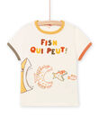 Camiseta de color hueso con estampado de peces para niño NOVITI / 22S902M1TMC007