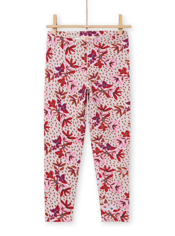 Leggings rosas con estampado floral para niña MYACOMLEG / 21WI01L1CALD329