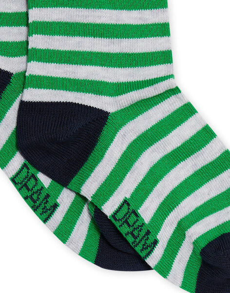 Calcetines de color verde kiwi y gris jaspeado de rayas para niño NYOJOCHOR3 / 22SI0269SOQ617