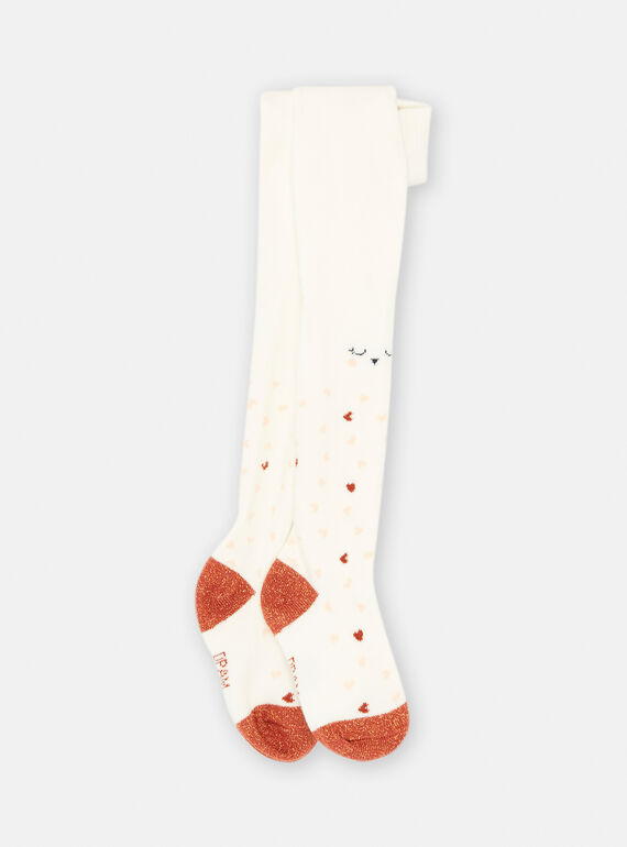 Leotardos de color crudo con estampado de búhos para bebé niña SYIJOCOL6 / 23WI09N5COL001