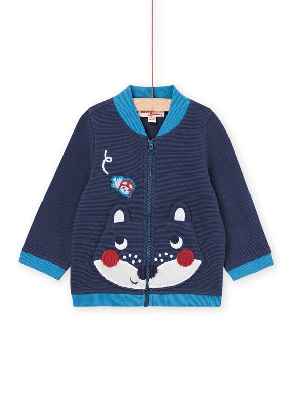 Chaleco liso azul marino con dibujos en los bolsillos PUGOHOJOG / 22WG10O1GIL715