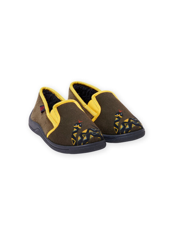 Zapatillas de casa de color verde caqui con estampado de serpiente para niño MOPANTSNAKE / 21XK3631D0B604
