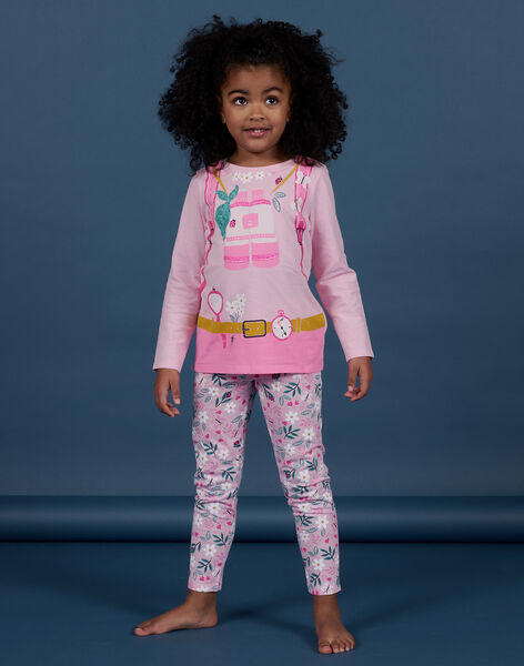Pijama de color rosa claro con estampado de super exploradora para niña NEFAPYJPLO / 22SH11F1PYG321