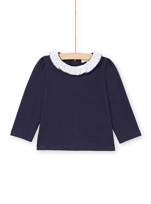 Camiseta de color azul marino y blanco para bebé niña MIJOBRA3 / 21WG0913BRA070