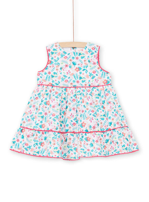 Vestido blanco y azul para bebé niña LIBONROB2 / 21SG09W1ROB000