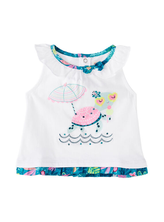 Camiseta de tirantes de color crudo para niña recién nacida JIQUADEB / 20SG09R1DEB000