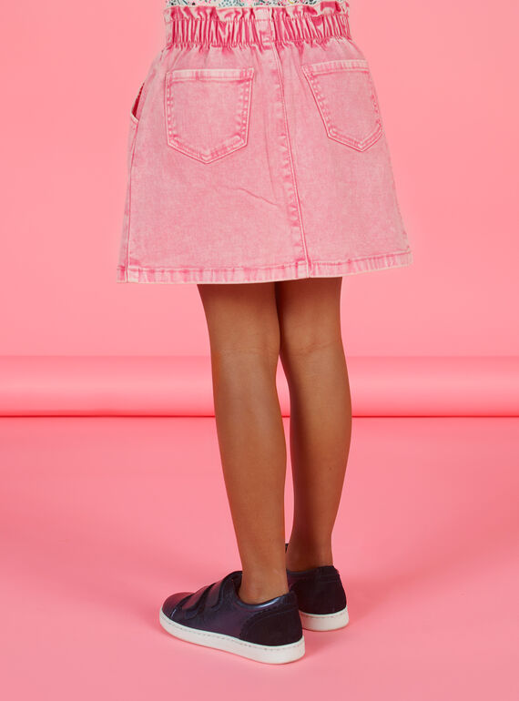 Falda vaquera de color rosa para niña MAKAJUP1 / 21W901I1JUPD305
